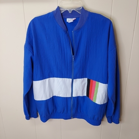 Jackets & Blazers - Vintage USA Sports Club Wind Jacket Adult Size Medium Track Windbreaker Zip 90s